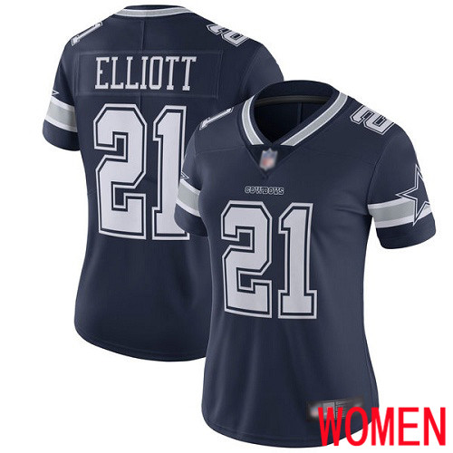 Women Dallas Cowboys Limited Navy Blue Ezekiel Elliott Home #21 Vapor Untouchable NFL Jersey